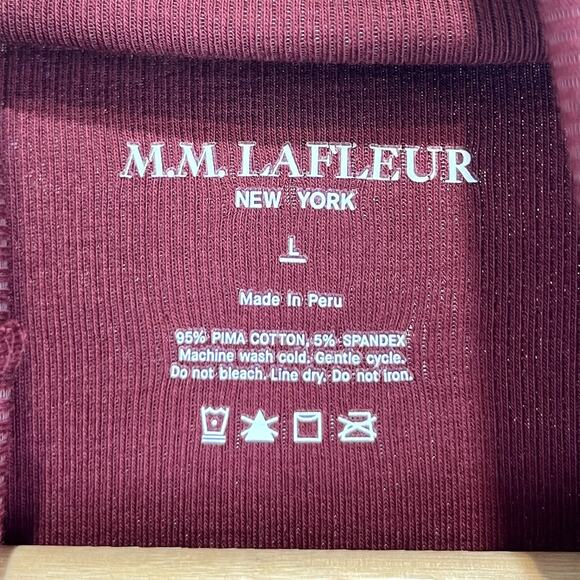 MM. LAFLEUR Axam Turtleneck Top Long Sleeve Stretch Pima Cotton Knit Wine Red L - Picture 3 of 9